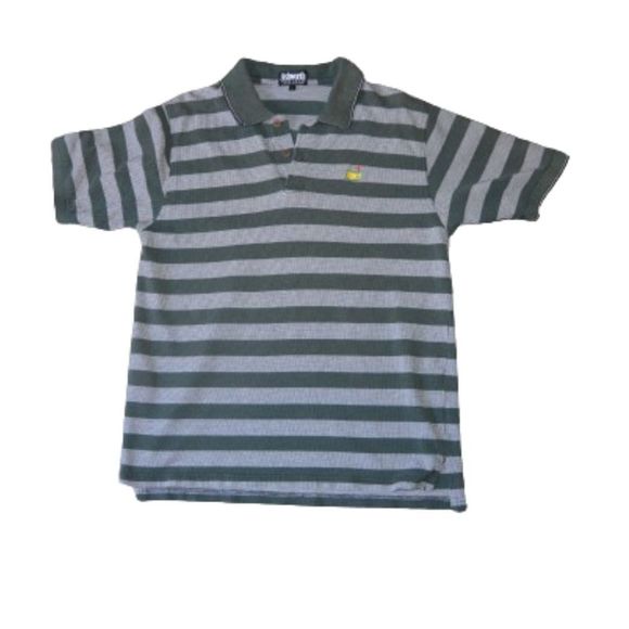 Vintage Ashworth Masters Knit Polo Golf Augusta Green Striped Shirt - Picture 2 of 8